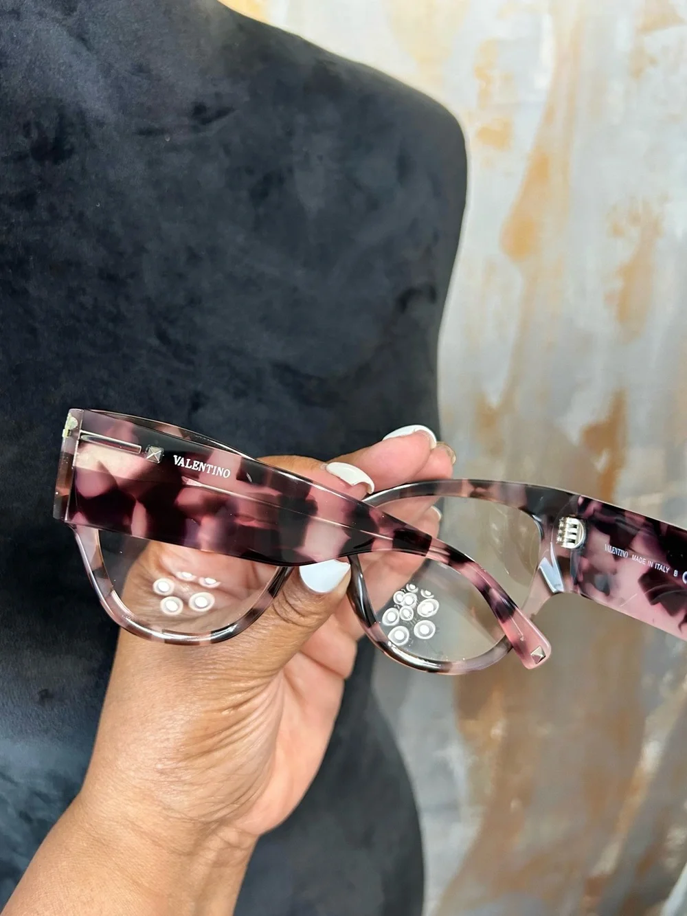Valentino Pink & Brown Tortoiseshell Cat-Eye Eyeglasses